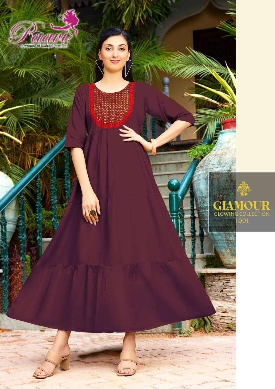 RINAZ VOL-2 BY PAAVI 1001 TO 1008 SERIES BEAUTIFUL STYLISH FANCY COLORFUL CASUAL WEAR & ETHNIC WEAR HEAVY RAYON GOWNS AT WHOLESALE PRICE