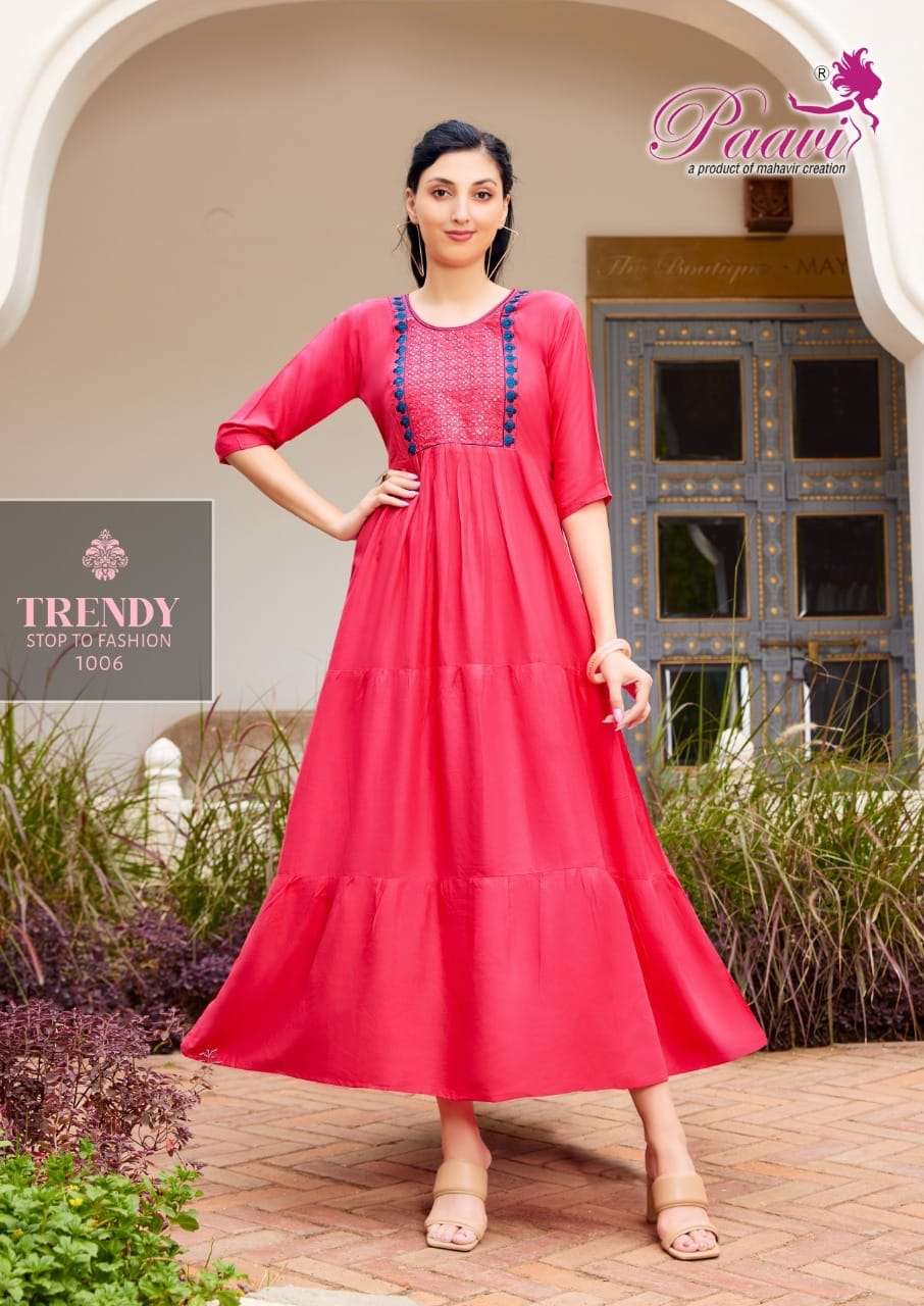 RINAZ VOL-2 BY PAAVI 1001 TO 1008 SERIES BEAUTIFUL STYLISH FANCY COLORFUL CASUAL WEAR & ETHNIC WEAR HEAVY RAYON GOWNS AT WHOLESALE PRICE