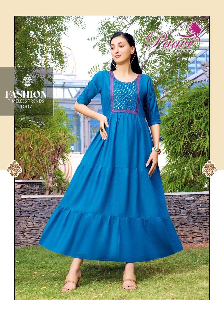 RINAZ VOL-2 BY PAAVI 1001 TO 1008 SERIES BEAUTIFUL STYLISH FANCY COLORFUL CASUAL WEAR & ETHNIC WEAR HEAVY RAYON GOWNS AT WHOLESALE PRICE