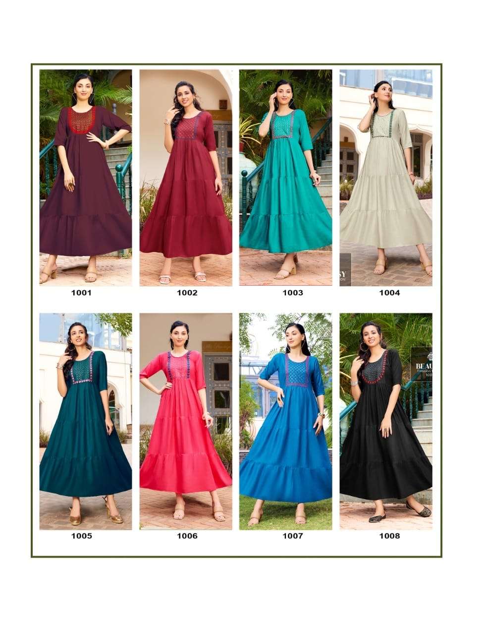 RINAZ VOL-2 BY PAAVI 1001 TO 1008 SERIES BEAUTIFUL STYLISH FANCY COLORFUL CASUAL WEAR & ETHNIC WEAR HEAVY RAYON GOWNS AT WHOLESALE PRICE