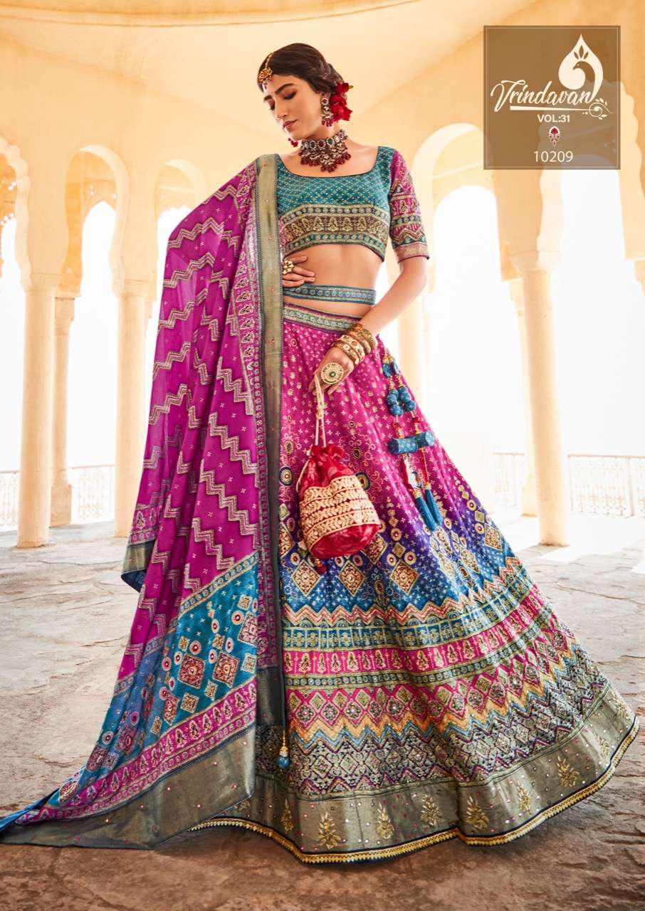 VRINDAVAN VOL-31 BY VRINDAVAN 10205 TO 10215 SERIES INDIAN TRADITIONAL WEAR COLLECTION BEAUTIFUL STYLISH FANCY COLORFUL PARTY WEAR & OCCASIONAL WEAR SILK SAREES AT WHOLESALE PRICE