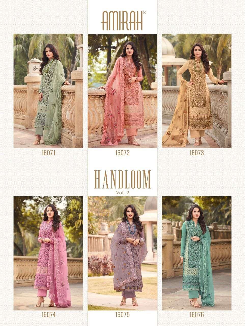 Handloom Vol-2 By Amirah 16071 To 16076 Series Beautiful Suits Stylish Colorful Fancy Casual Wear & Ethnic Wear Pure Viscose Jacquard Embroidered Dresses At Wholesale Price