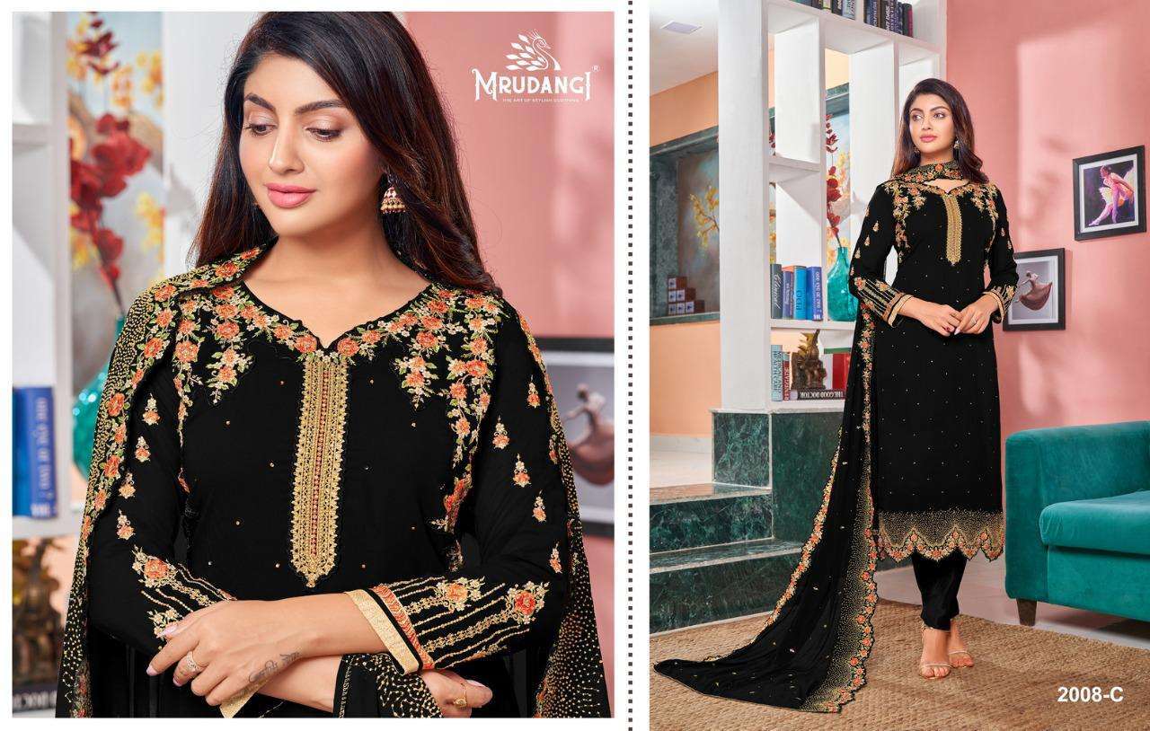 Heer Colour Edition Vol-2 By Mrudangi 2008-A To 2008-E Series Beautiful Stylish Suits Fancy Colorful Casual Wear & Ethnic Wear & Ready To Wear Heavy Faux Georgette Embroidered Dresses At Wholesale Price