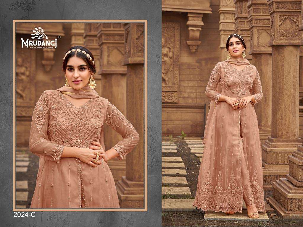 Sanjh 2024 Colour Edition By Mrudangi 2024-A To 2024-F Series Beautiful Stylish Anarkali Suits Fancy Colorful Casual Wear & Ethnic Wear & Ready To Wear Heavy Butterfly Net Embroidered Dresses At Wholesale Price