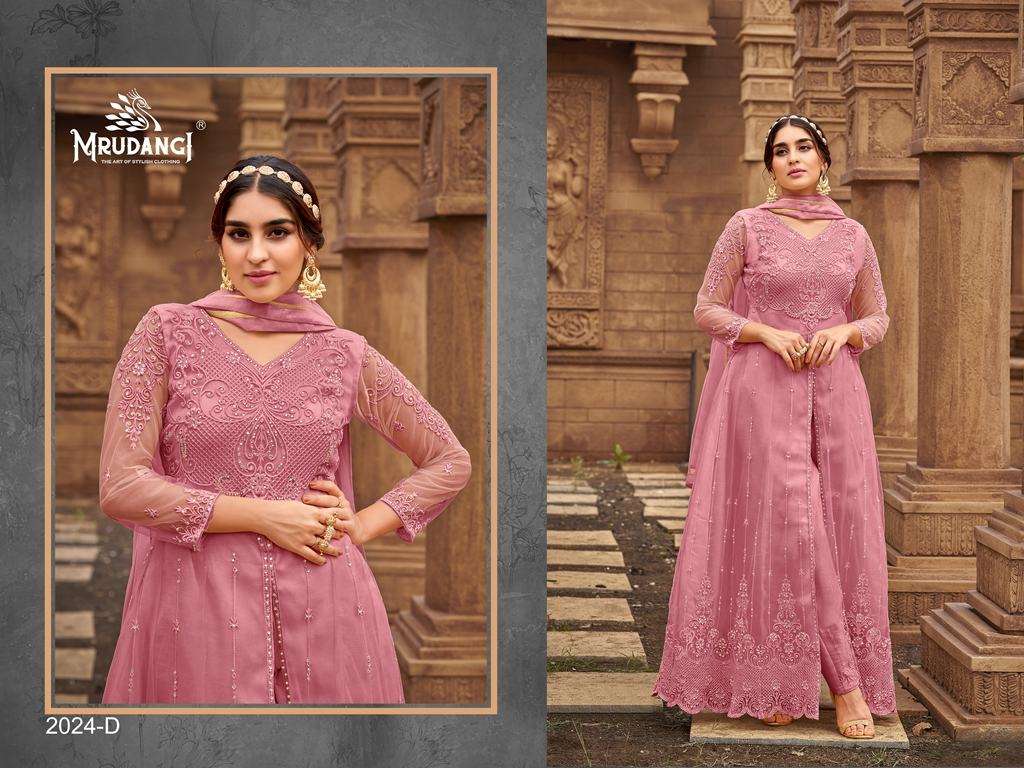 Sanjh 2024 Colour Edition By Mrudangi 2024-A To 2024-F Series Beautiful Stylish Anarkali Suits Fancy Colorful Casual Wear & Ethnic Wear & Ready To Wear Heavy Butterfly Net Embroidered Dresses At Wholesale Price