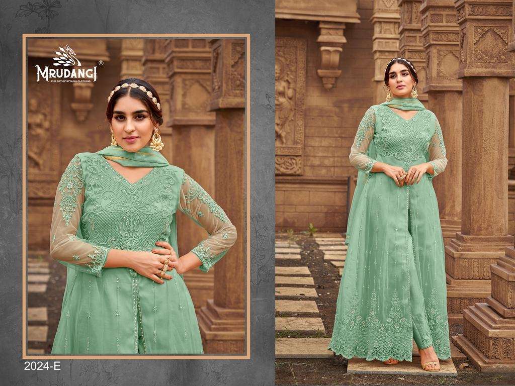 Sanjh 2024 Colour Edition By Mrudangi 2024-A To 2024-F Series Beautiful Stylish Anarkali Suits Fancy Colorful Casual Wear & Ethnic Wear & Ready To Wear Heavy Butterfly Net Embroidered Dresses At Wholesale Price