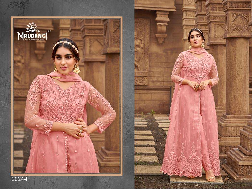 Sanjh 2024 Colour Edition By Mrudangi 2024-A To 2024-F Series Beautiful Stylish Anarkali Suits Fancy Colorful Casual Wear & Ethnic Wear & Ready To Wear Heavy Butterfly Net Embroidered Dresses At Wholesale Price