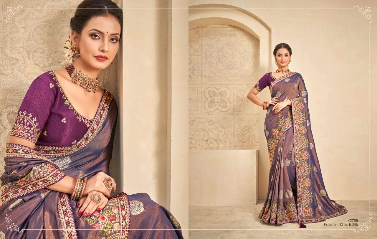 RITSIKA BY MAHOTSAV CREATION 42705 TO 42713 SERIES INDIAN TRADITIONAL WEAR COLLECTION BEAUTIFUL STYLISH FANCY COLORFUL PARTY WEAR & OCCASIONAL WEAR ORGANZA/SILK SAREES AT WHOLESALE PRICE