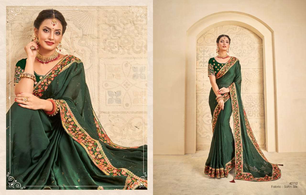 RITSIKA BY MAHOTSAV CREATION 42705 TO 42713 SERIES INDIAN TRADITIONAL WEAR COLLECTION BEAUTIFUL STYLISH FANCY COLORFUL PARTY WEAR & OCCASIONAL WEAR ORGANZA/SILK SAREES AT WHOLESALE PRICE