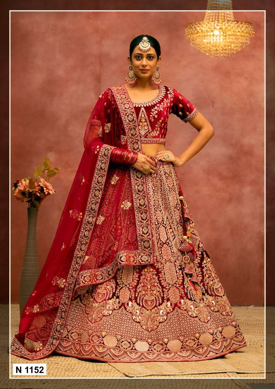 SUHAGAN BY MAHOTSAV CREATION WEAR BRIDAL COLLECTION BEAUTIFUL STYLISH COLORFUL FANCY PARTY WEAR & OCCASIONAL WEAR VELVET LEHENGAS AT WHOLESALE PRICE