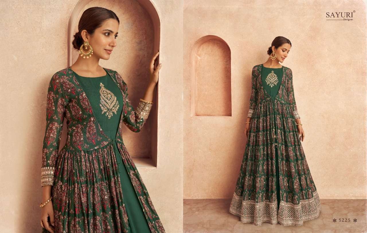 Threads By Sayuri 5225 To 5228 Series Beautiful Stylish Fancy Colorful Casual Wear & Ethnic Wear Georgette/Chinnon Gowns With Dupatta At Wholesale Price