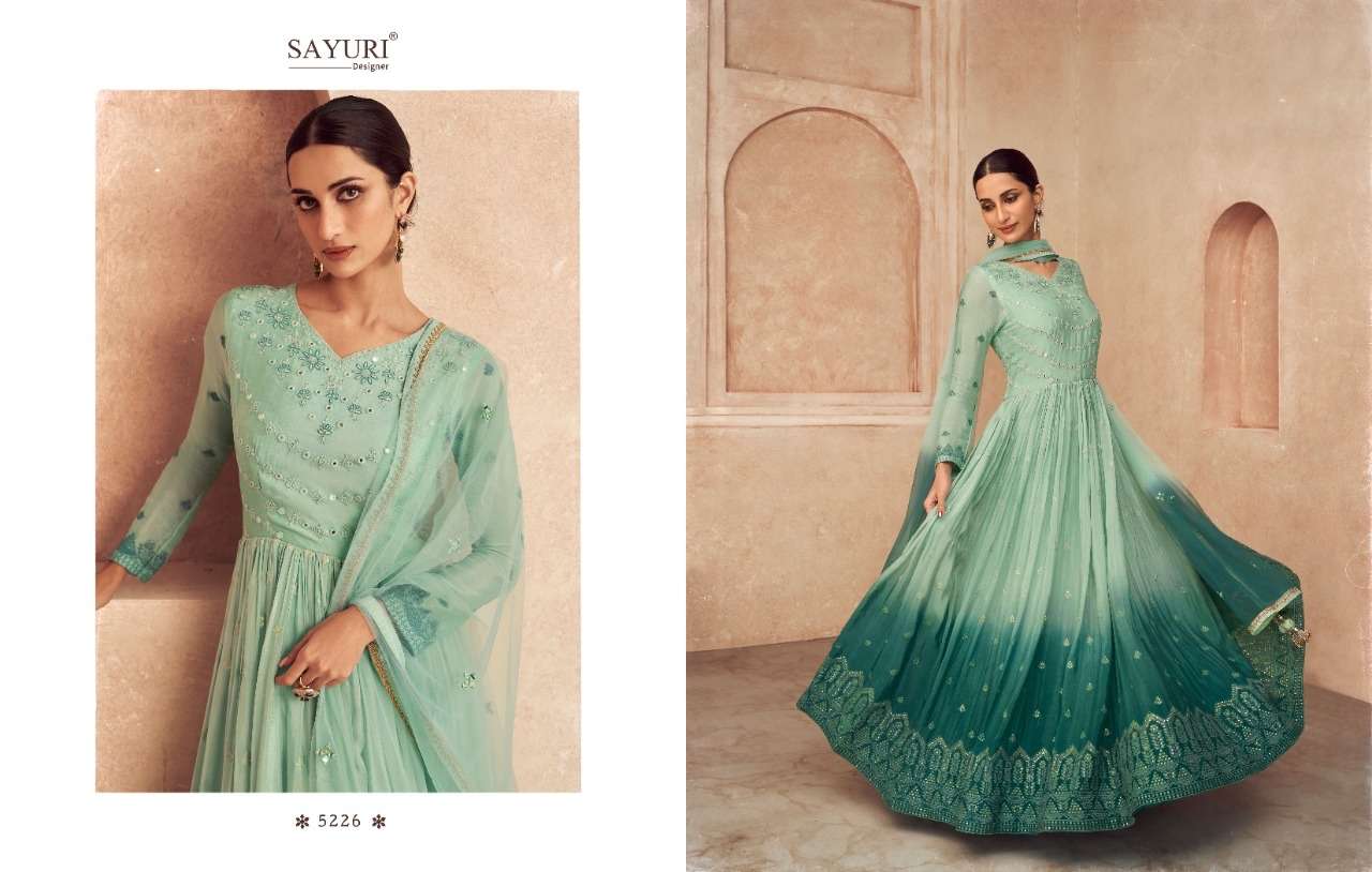 Threads By Sayuri 5225 To 5228 Series Beautiful Stylish Fancy Colorful Casual Wear & Ethnic Wear Georgette/Chinnon Gowns With Dupatta At Wholesale Price