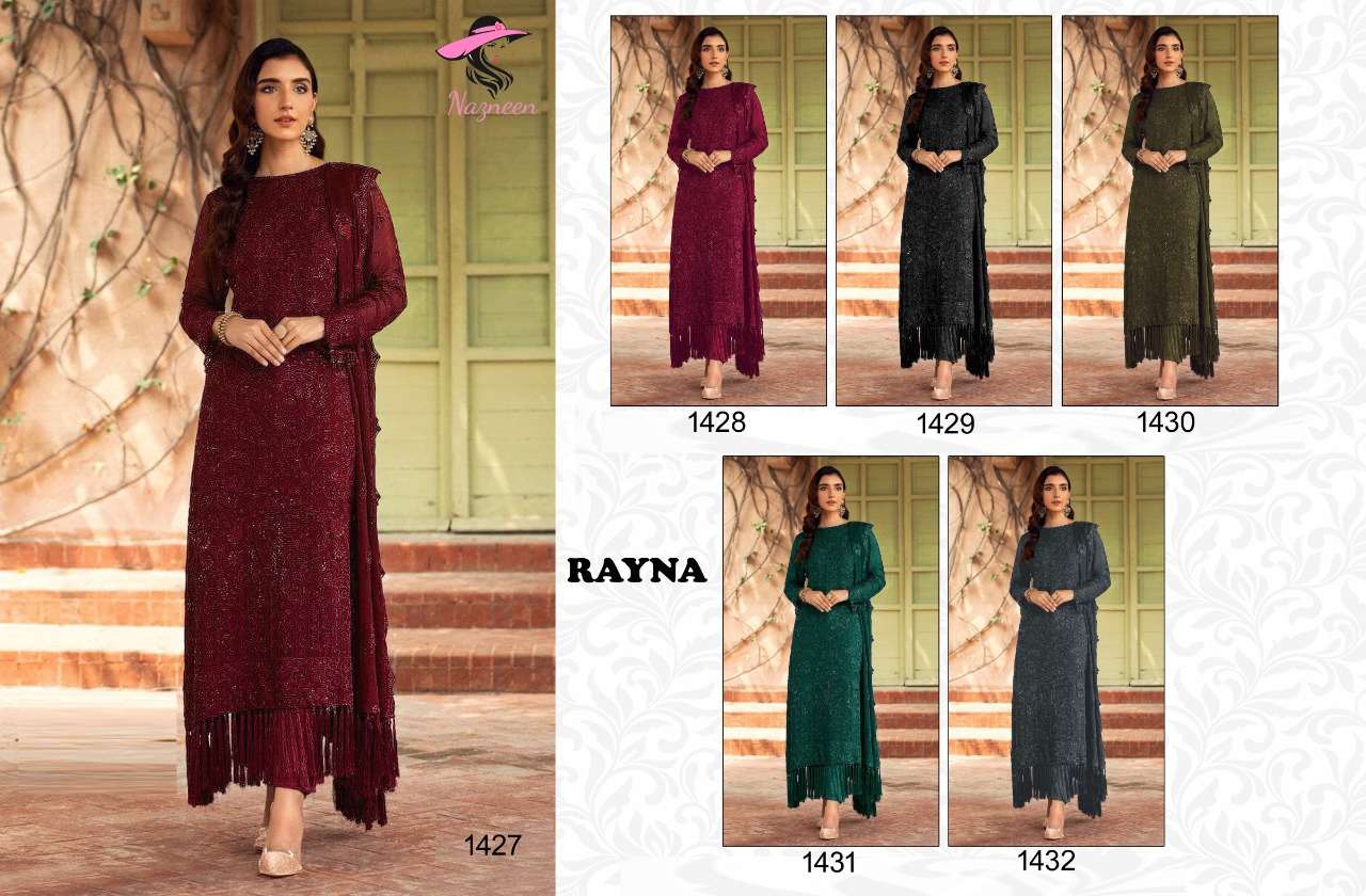 RAYNA BY NAZNEEN 1427 TO 1432 SERIES BEAUTIFUL SUITS COLORFUL STYLISH FANCY CASUAL WEAR & ETHNIC WEAR FAUX GEORGETTE DRESSES AT WHOLESALE PRICE