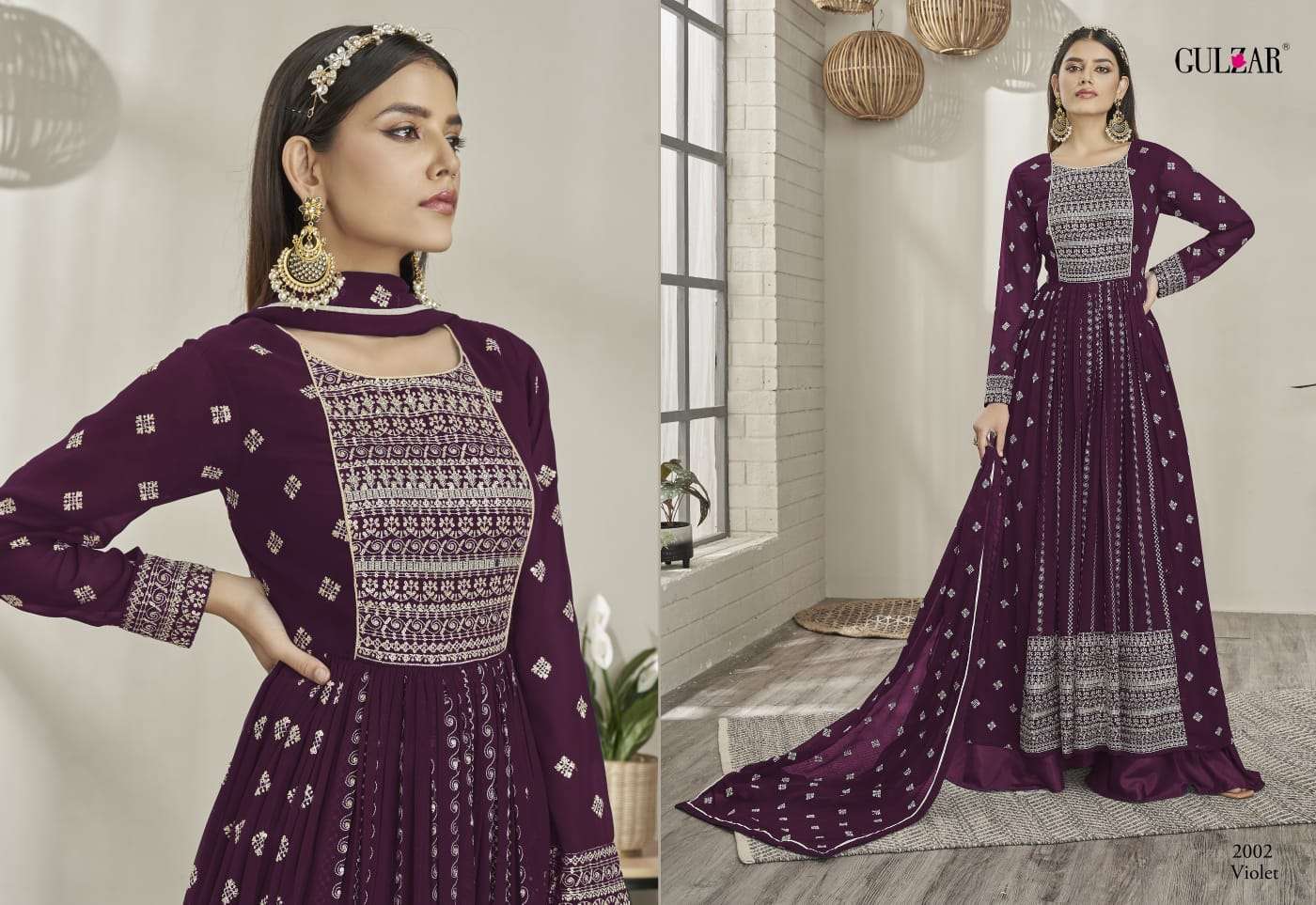 MODERN BY GULZAR 2001 TO 2005 SERIES BEAUTIFUL STYLISH ANARKALI SUITS FANCY COLORFUL CASUAL WEAR & ETHNIC WEAR & READY TO WEAR GEORGETTE DRESSES AT WHOLESALE PRICE