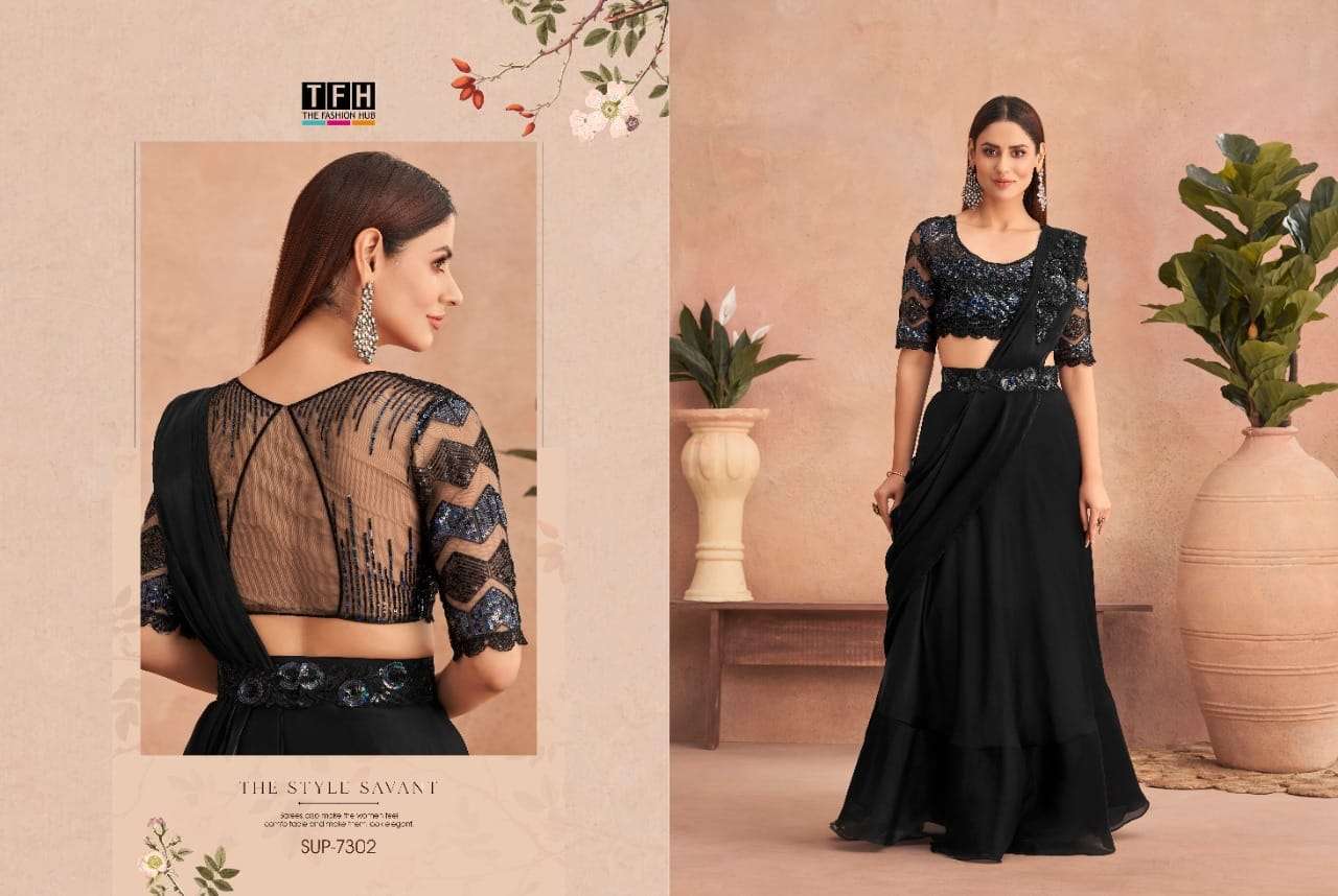 Super Star By Tfh 7301 To 7312 Series Indian Traditional Wear Collection Beautiful Stylish Fancy Colorful Party Wear & Occasional Wear Fancy Sarees At Wholesale Price