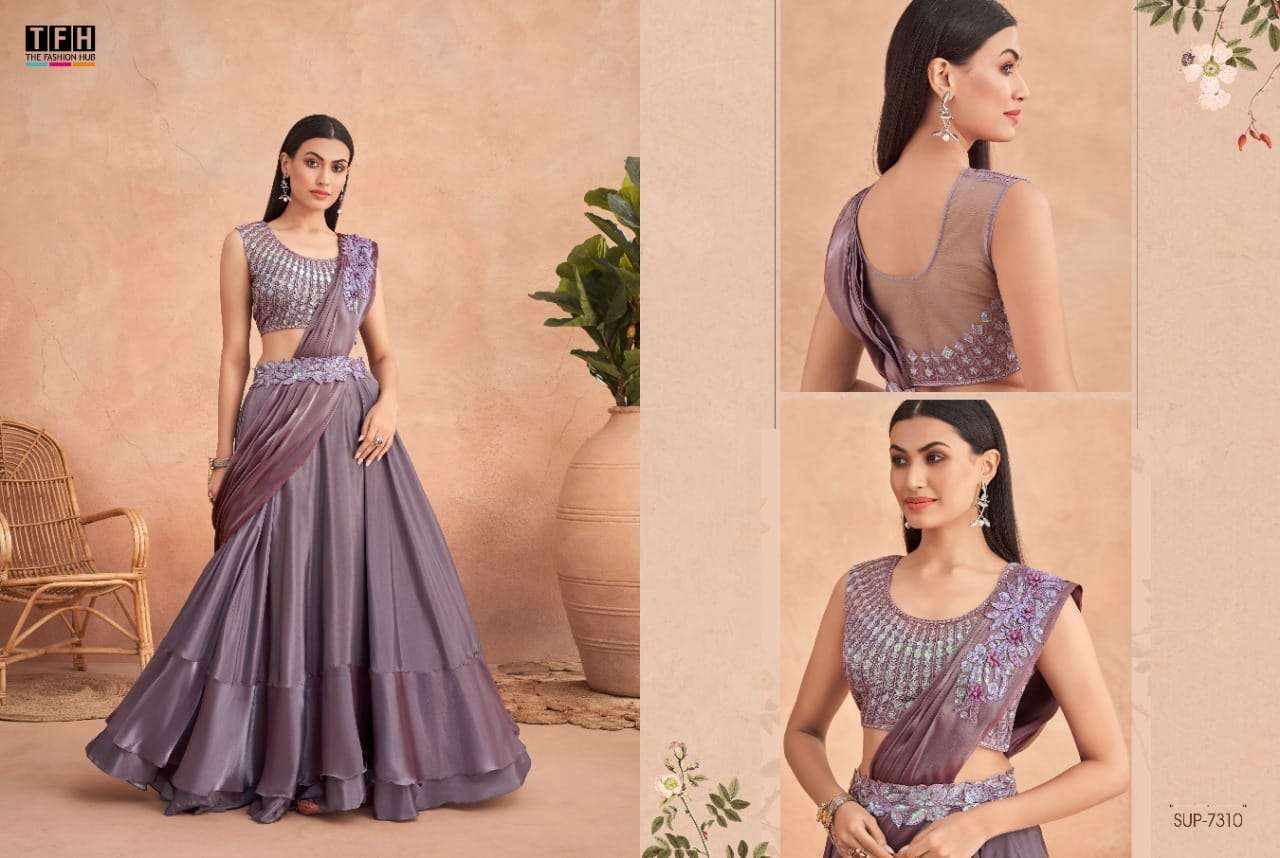 Super Star By Tfh 7301 To 7312 Series Indian Traditional Wear Collection Beautiful Stylish Fancy Colorful Party Wear & Occasional Wear Fancy Sarees At Wholesale Price