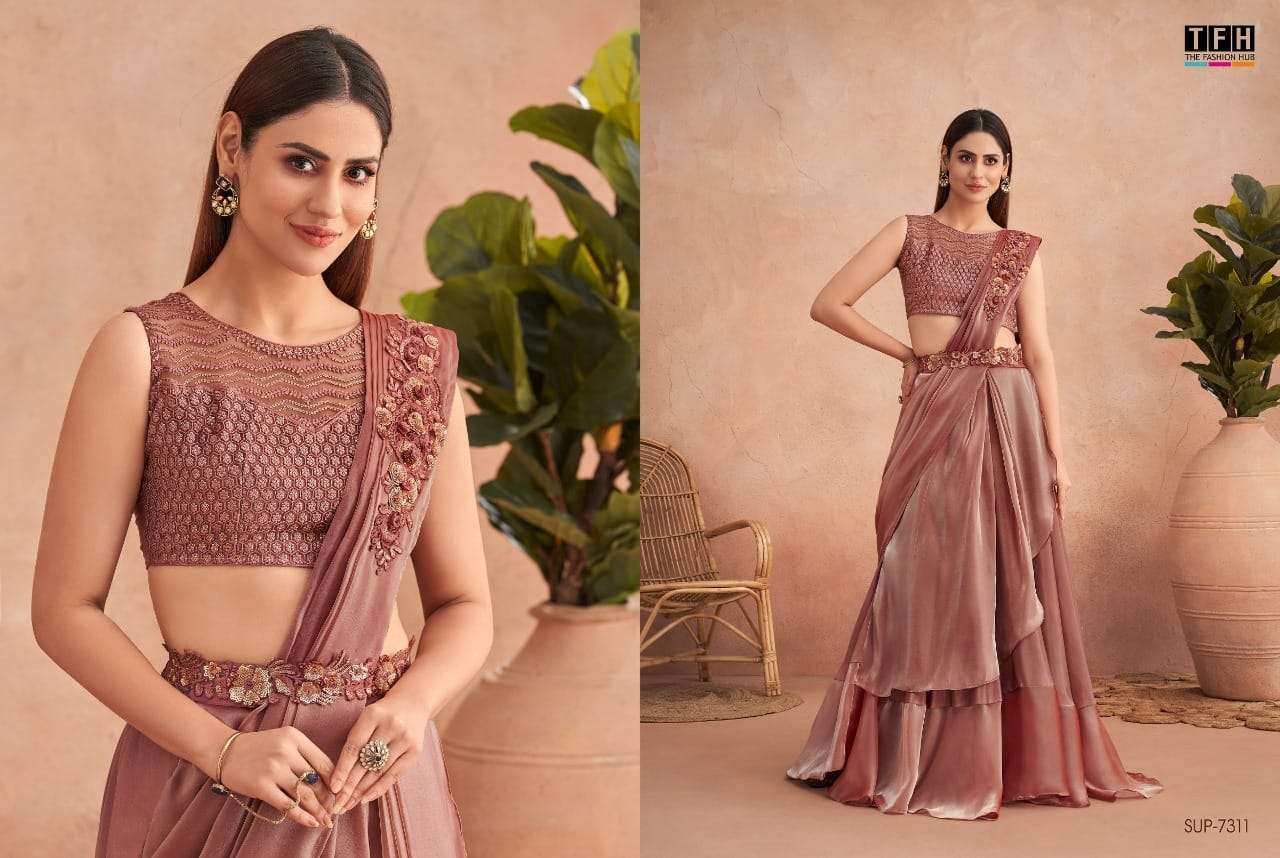 Super Star By Tfh 7301 To 7312 Series Indian Traditional Wear Collection Beautiful Stylish Fancy Colorful Party Wear & Occasional Wear Fancy Sarees At Wholesale Price