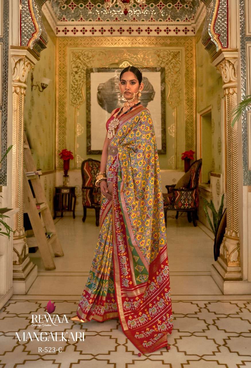 Mangalkari By Rewaa Indian Traditional Wear Collection Beautiful Stylish Fancy Colorful Party Wear & Occasional Wear Patola Silk Sarees At Wholesale Price
