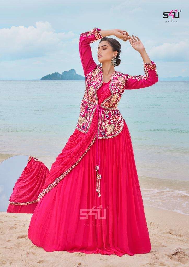 DAZZLING DRAPES BY S4U FASHION 01 TO 05 SERIES INDIAN TRADITIONAL WEAR COLLECTION BEAUTIFUL STYLISH FANCY COLORFUL PARTY WEAR & OCCASIONAL WEAR GEORGETTE/LYCRA SAREES AT WHOLESALE PRICE