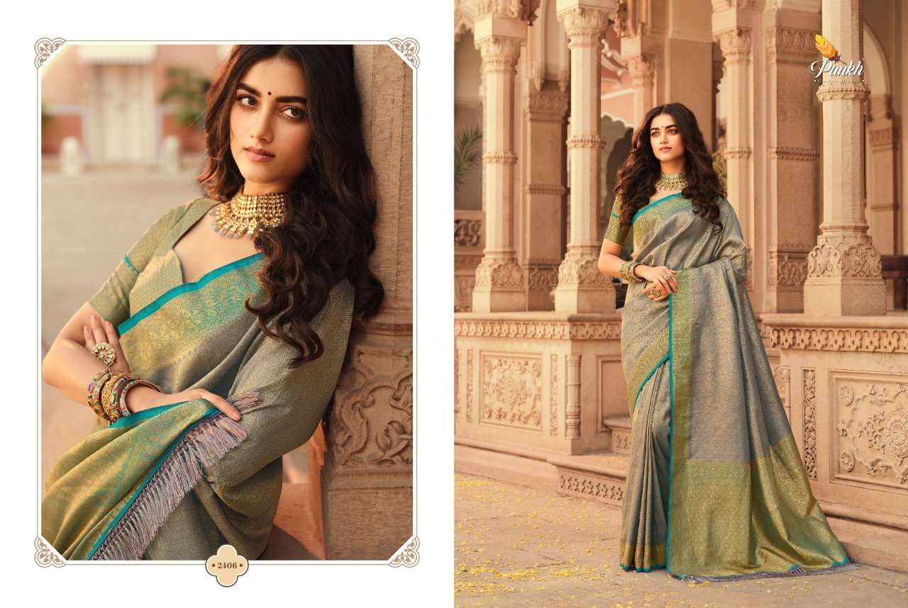 Parampara Vol-2 By Pankh Creation 2401 To 2413 Series Indian Traditional Wear Collection Beautiful Stylish Fancy Colorful Party Wear & Occasional Wear Kanjivaram Silk Sarees At Wholesale Price