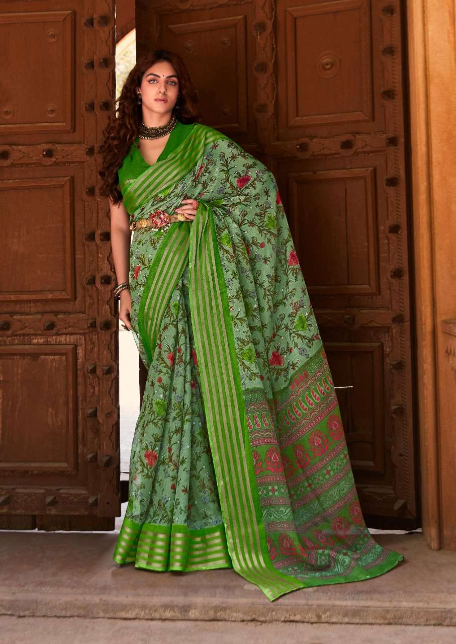 Ruchika By Sr 1001 To 1010 Series Indian Traditional Wear Collection Beautiful Stylish Fancy Colorful Party Wear & Occasional Wear Linen Sarees At Wholesale Price