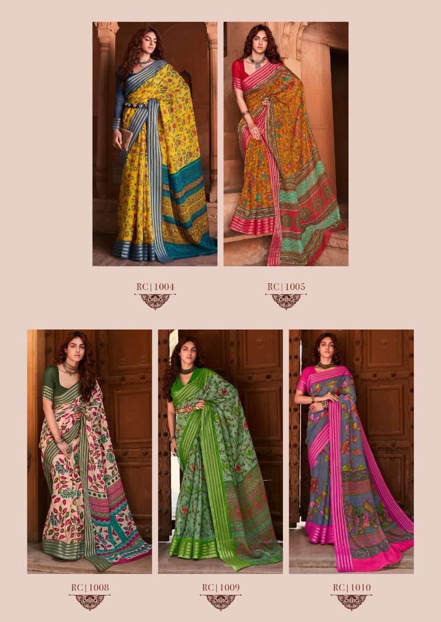 Ruchika By Sr 1001 To 1010 Series Indian Traditional Wear Collection Beautiful Stylish Fancy Colorful Party Wear & Occasional Wear Linen Sarees At Wholesale Price