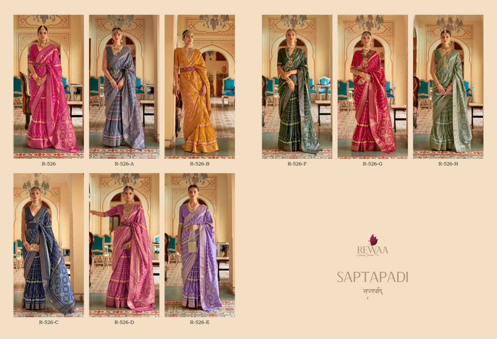 Saptapadi By Rewaa 526 To 526-H Series Indian Traditional Wear Collection Beautiful Stylish Fancy Colorful Party Wear & Occasional Wear Dola Silk Sarees At Wholesale Price