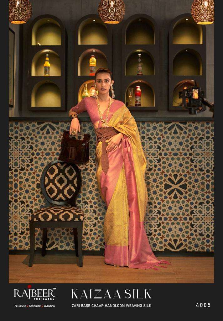 Kaizaa Silk By Rajbeer 4001 To 4006 Series Indian Traditional Wear Collection Beautiful Stylish Fancy Colorful Party Wear & Occasional Wear Handloom Silk Sarees At Wholesale Price