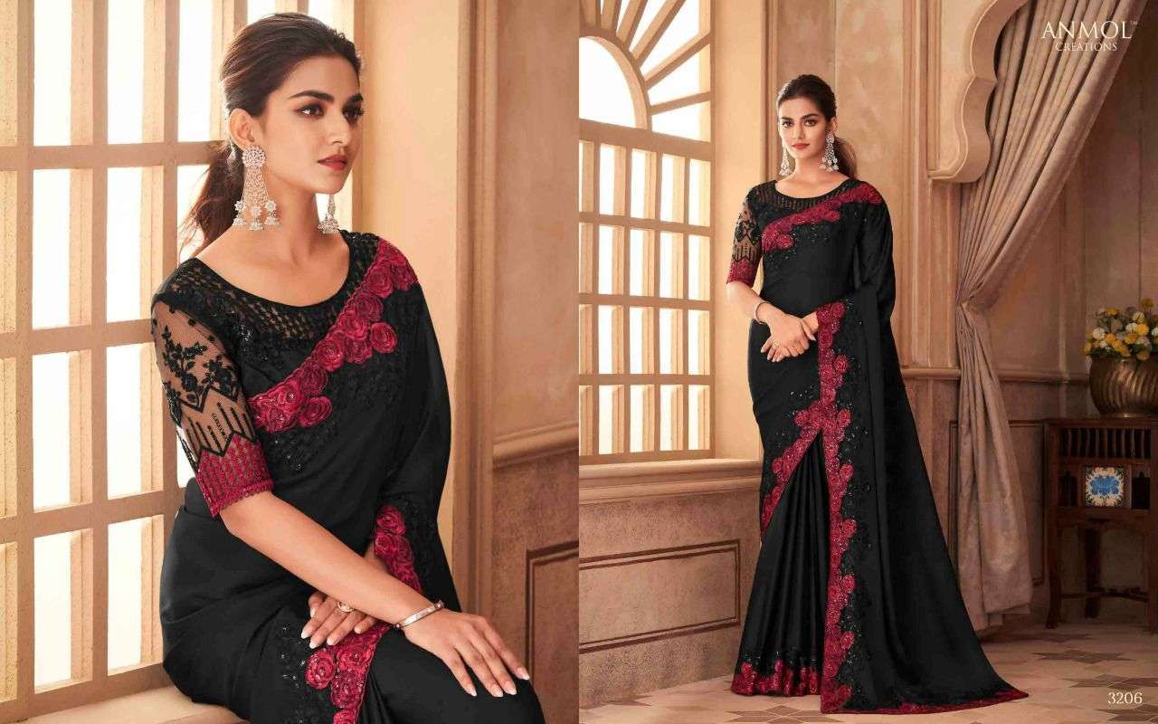 SHADES VOL-6 BY ANMOL CREATION 3201 TO 3216 SERIES INDIAN TRADITIONAL WEAR COLLECTION BEAUTIFUL STYLISH FANCY COLORFUL PARTY WEAR & OCCASIONAL WEAR GEORGETTE/SILK SAREES AT WHOLESALE PRICE