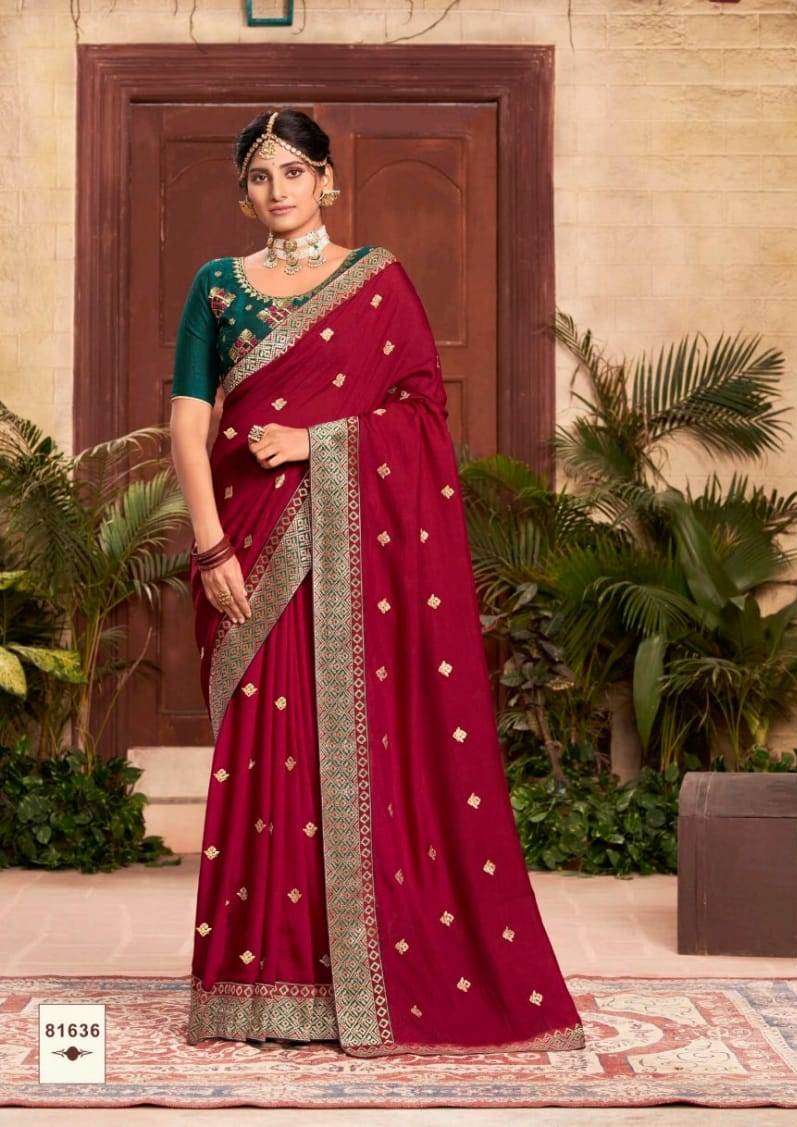 AMRUTA BY RIGHT WOMEN 81631 TO 81638 SERIES INDIAN TRADITIONAL WEAR COLLECTION BEAUTIFUL STYLISH FANCY COLORFUL PARTY WEAR & OCCASIONAL WEAR VICHITRA SAREES AT WHOLESALE PRICE