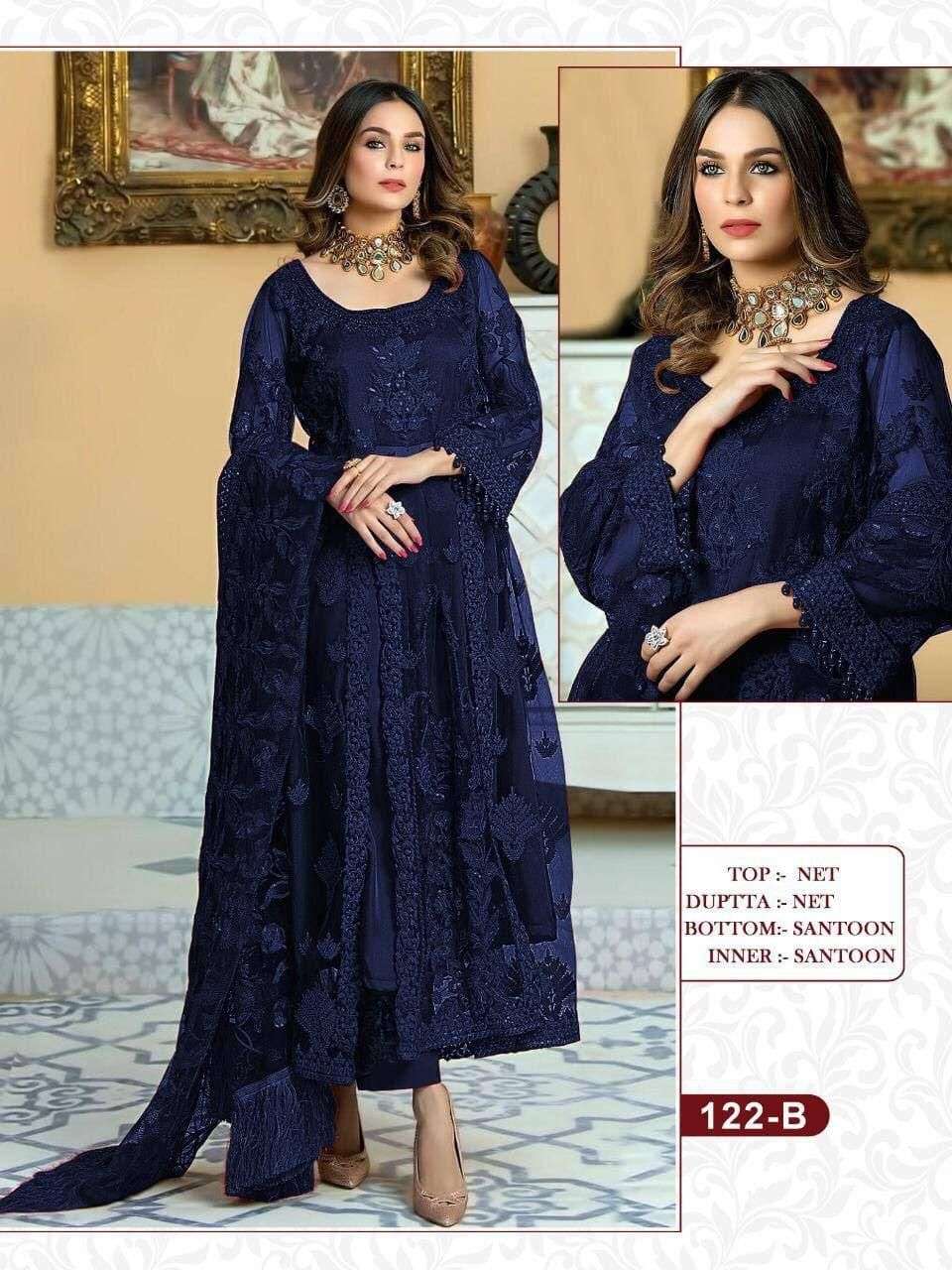 ZAARA VOL-7 BY PC 122 TO 122-F SERIES DESIGNER FESTIVE PAKISTANI SUITS COLLECTION BEAUTIFUL STYLISH FANCY COLORFUL PARTY WEAR & OCCASIONAL WEAR HEAVY NET EMBROIDERED DRESSES AT WHOLESALE PRICE