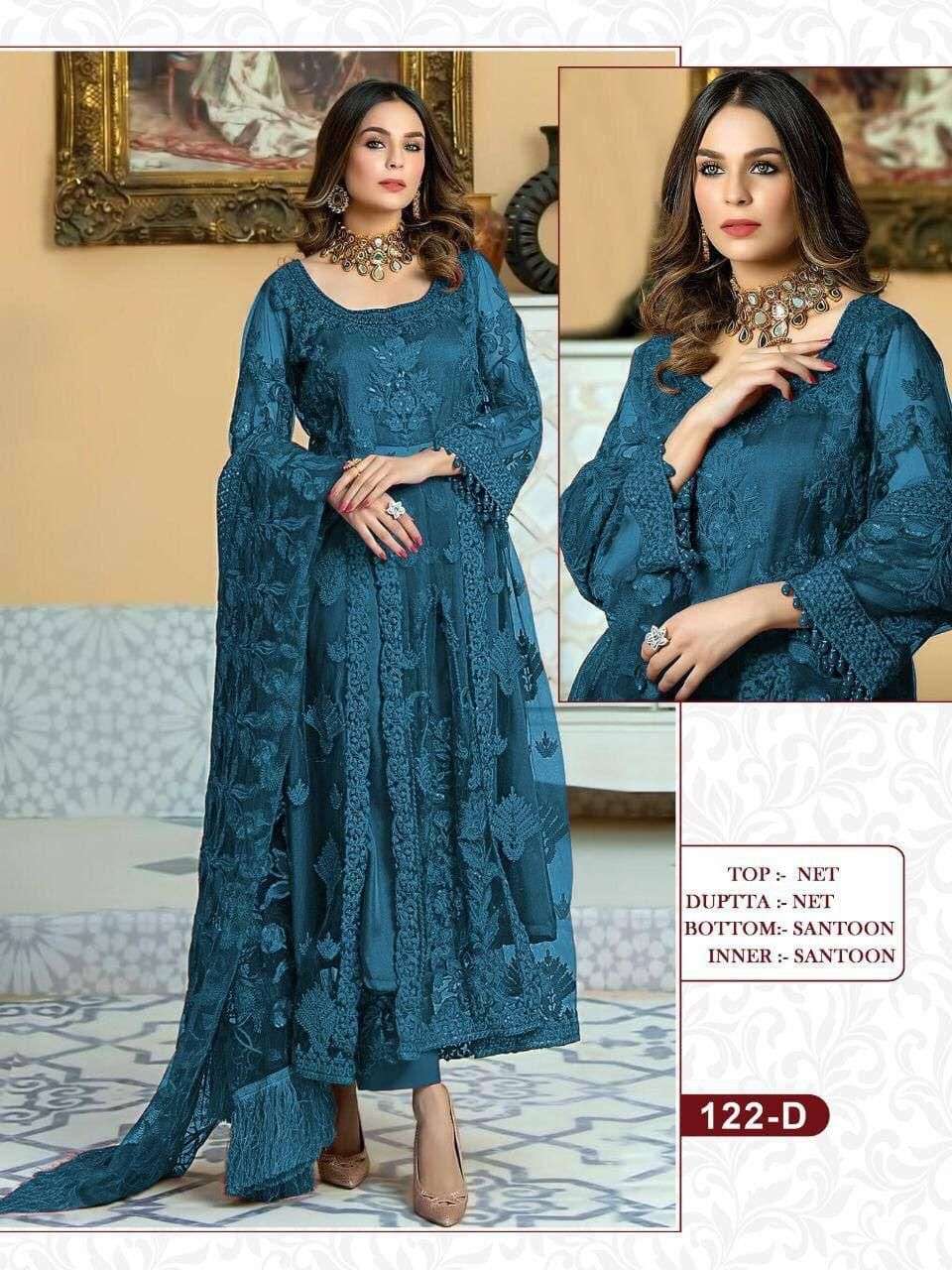 ZAARA VOL-7 BY PC 122 TO 122-F SERIES DESIGNER FESTIVE PAKISTANI SUITS COLLECTION BEAUTIFUL STYLISH FANCY COLORFUL PARTY WEAR & OCCASIONAL WEAR HEAVY NET EMBROIDERED DRESSES AT WHOLESALE PRICE