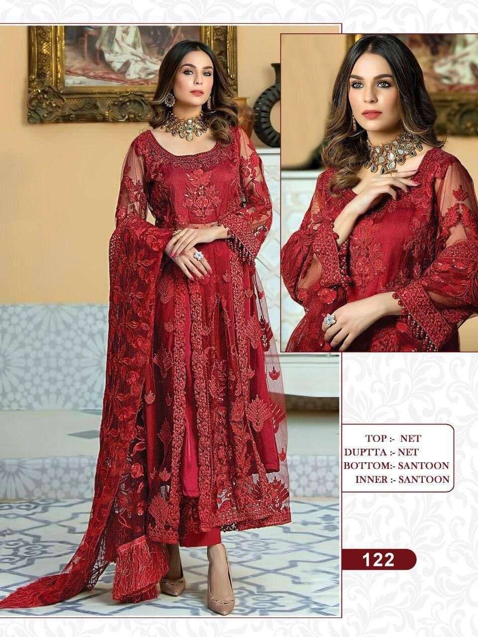 ZAARA VOL-7 BY PC 122 TO 122-F SERIES DESIGNER FESTIVE PAKISTANI SUITS COLLECTION BEAUTIFUL STYLISH FANCY COLORFUL PARTY WEAR & OCCASIONAL WEAR HEAVY NET EMBROIDERED DRESSES AT WHOLESALE PRICE