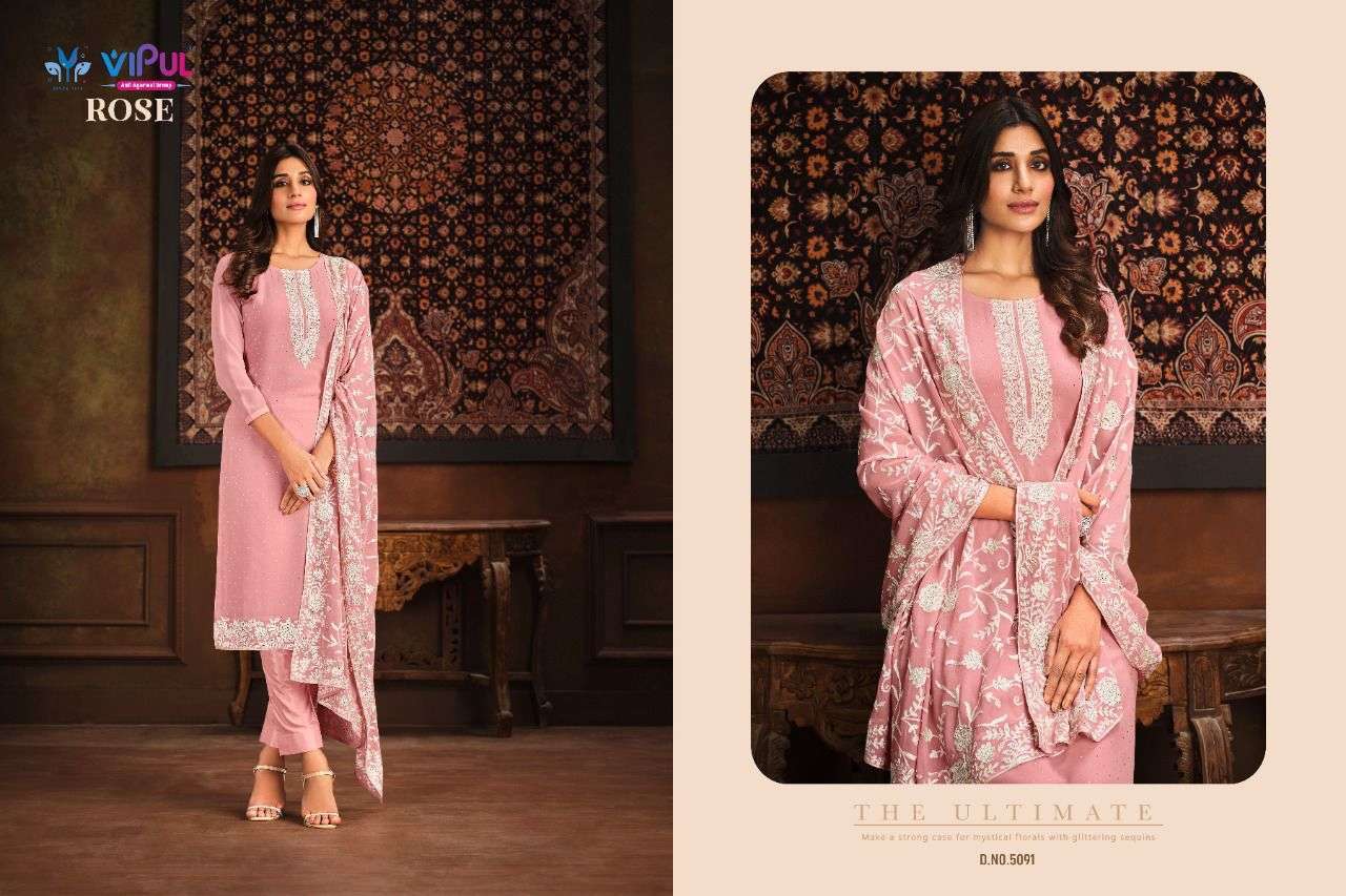 ROSE BY VIPUL FASHION 5091 TO 5096 SERIES DESIGNER SUITS COLLECTION BEAUTIFUL STYLISH COLORFUL FANCY PARTY WEAR & OCCASIONAL WEAR GEORGETTE DRESSES AT WHOLESALE PRICE