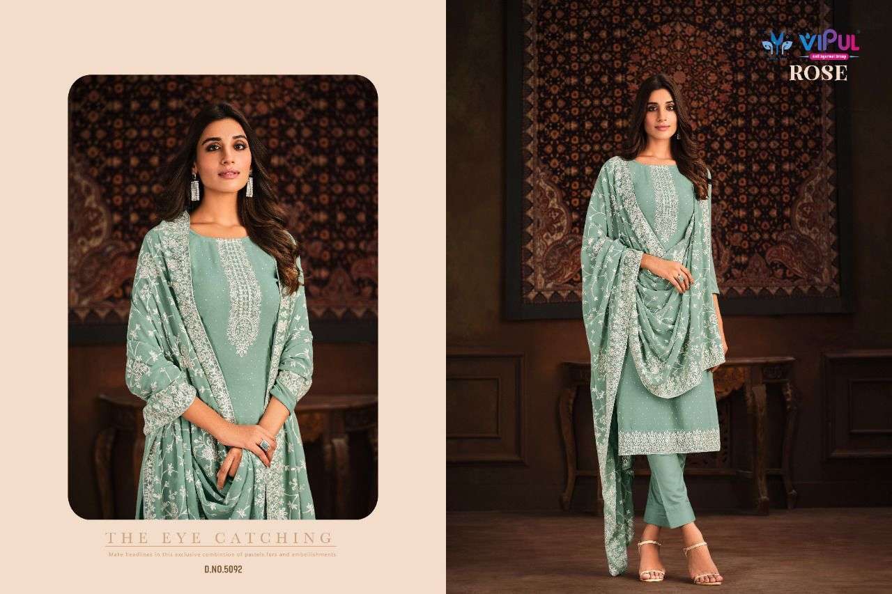 ROSE BY VIPUL FASHION 5091 TO 5096 SERIES DESIGNER SUITS COLLECTION BEAUTIFUL STYLISH COLORFUL FANCY PARTY WEAR & OCCASIONAL WEAR GEORGETTE DRESSES AT WHOLESALE PRICE