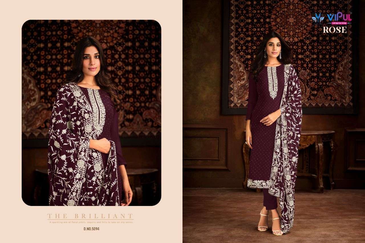 ROSE BY VIPUL FASHION 5091 TO 5096 SERIES DESIGNER SUITS COLLECTION BEAUTIFUL STYLISH COLORFUL FANCY PARTY WEAR & OCCASIONAL WEAR GEORGETTE DRESSES AT WHOLESALE PRICE