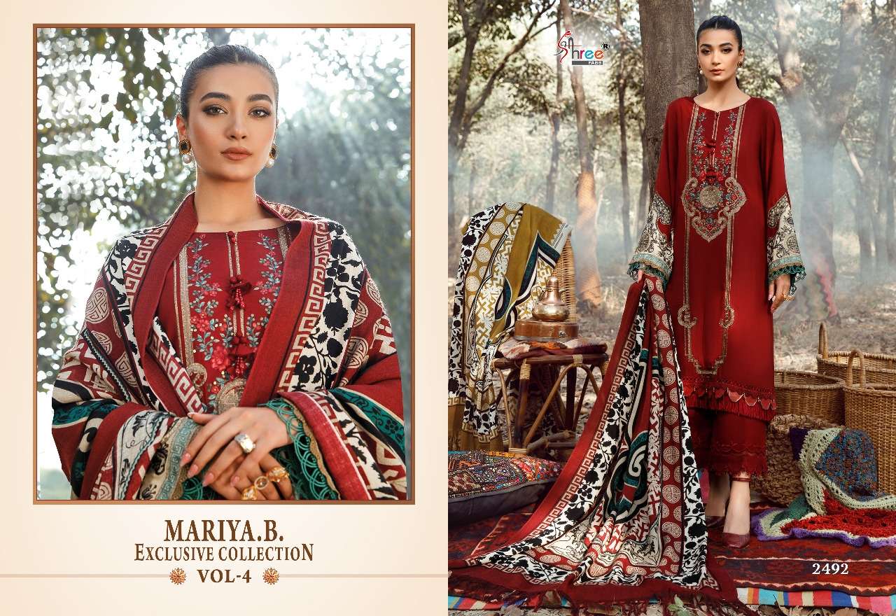 Mariya.B. Exclusive Collection Vol-4 By Shree Fabs 2491 To 2498 Series Beautiful Pakistani Suits Colorful Stylish Fancy Casual Wear & Ethnic Wear Cotton Embroidered Dresses At Wholesale Price