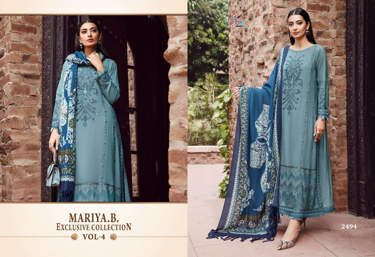 Mariya.B. Exclusive Collection Vol-4 By Shree Fabs 2491 To 2498 Series Beautiful Pakistani Suits Colorful Stylish Fancy Casual Wear & Ethnic Wear Cotton Embroidered Dresses At Wholesale Price