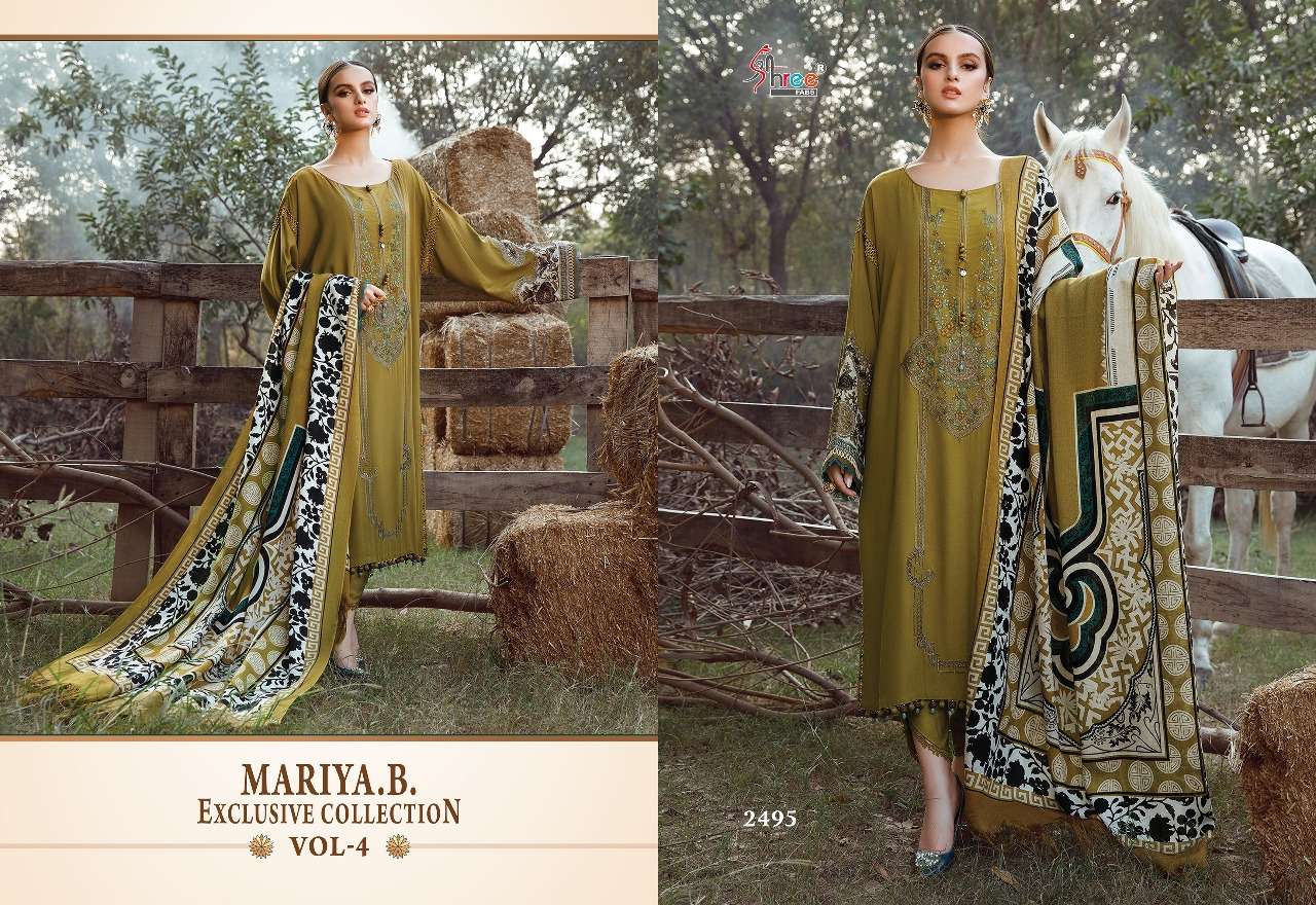 Mariya.B. Exclusive Collection Vol-4 By Shree Fabs 2491 To 2498 Series Beautiful Pakistani Suits Colorful Stylish Fancy Casual Wear & Ethnic Wear Cotton Embroidered Dresses At Wholesale Price
