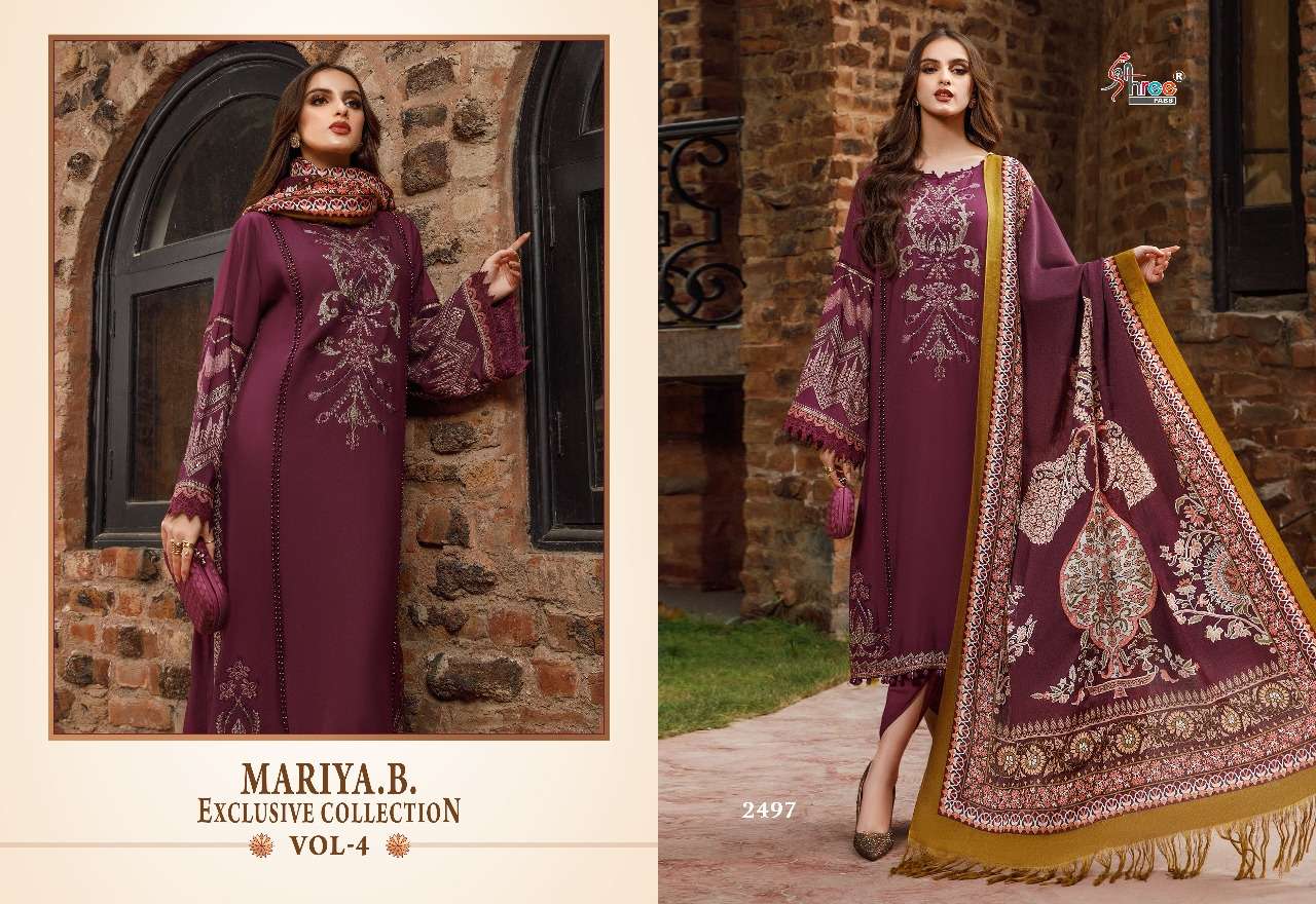 Mariya.B. Exclusive Collection Vol-4 By Shree Fabs 2491 To 2498 Series Beautiful Pakistani Suits Colorful Stylish Fancy Casual Wear & Ethnic Wear Cotton Embroidered Dresses At Wholesale Price
