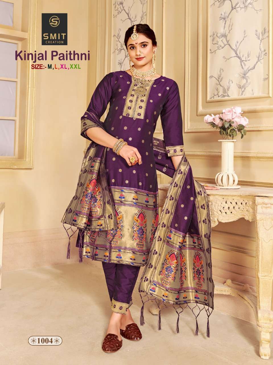 Kinjal Paithni By Smit Creation 1001 To 1006 Series Designer Festive Suits Collection Beautiful Stylish Colorful Fancy Party Wear & Occasional Wear Pure Tapeta Silk Dresses At Wholesale Price
