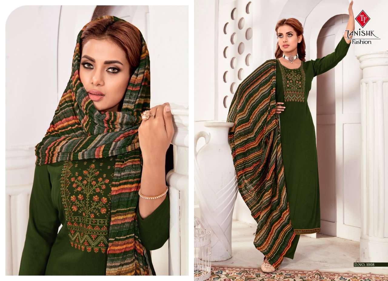 AZEERA BY TANISHK FASHION 1001 TO 1008 SERIES SUITS BEAUTIFUL FANCY COLORFUL STYLISH PARTY WEAR & OCCASIONAL WEAR RAYON SLUB WITH EMBROIDERY DRESSES AT WHOLESALE PRICE