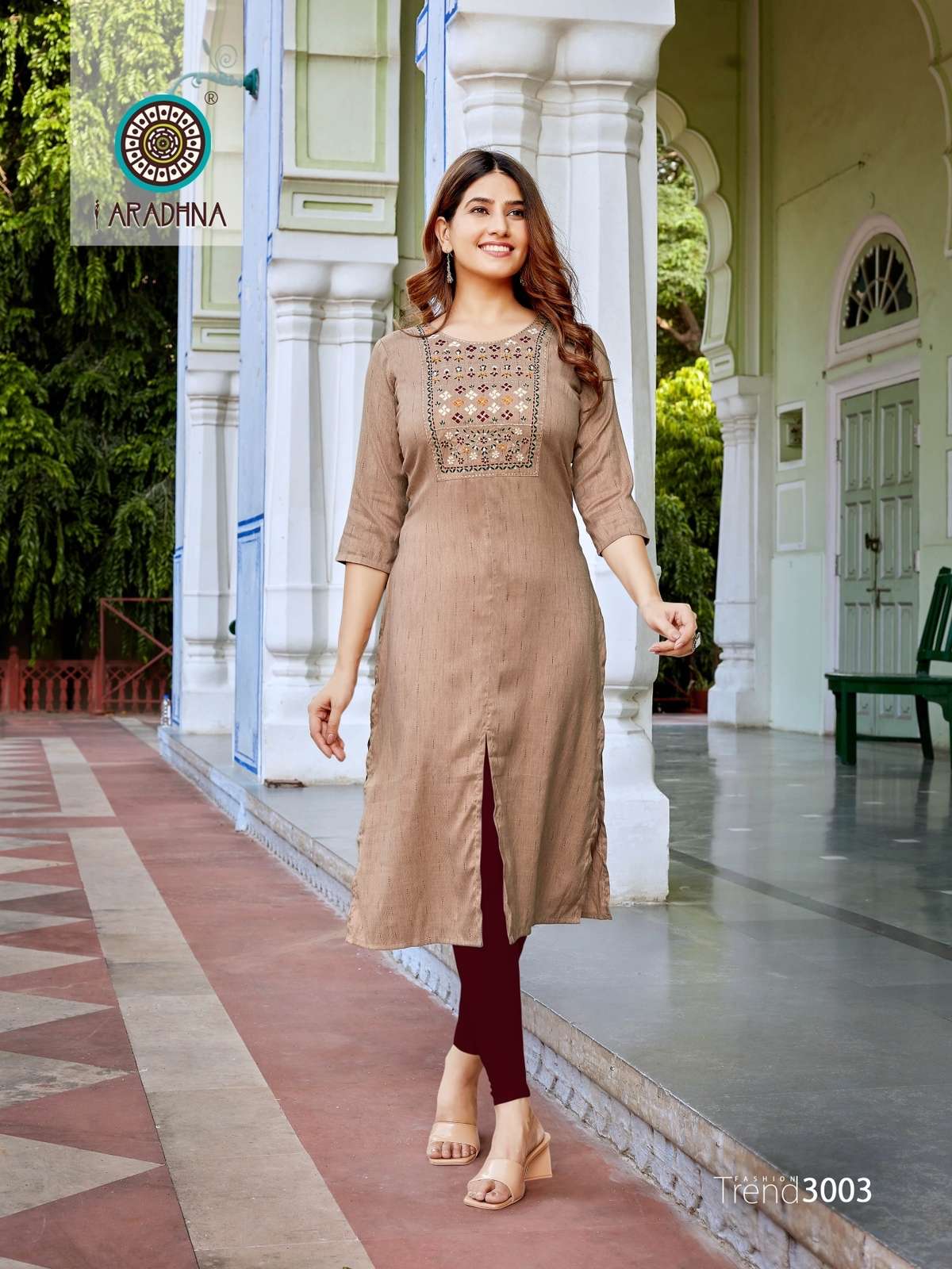 FASHION TREND VOL-3 BY ARADHNA FASHION 3001 TO 3008 SERIES DESIGNER STYLISH FANCY COLORFUL BEAUTIFUL PARTY WEAR & ETHNIC WEAR COLLECTION RAYON EMBROIDERED KURTIS AT WHOLESALE PRICE