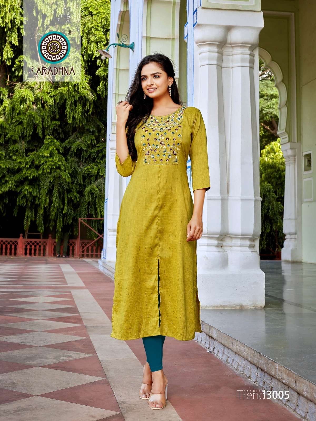FASHION TREND VOL-3 BY ARADHNA FASHION 3001 TO 3008 SERIES DESIGNER STYLISH FANCY COLORFUL BEAUTIFUL PARTY WEAR & ETHNIC WEAR COLLECTION RAYON EMBROIDERED KURTIS AT WHOLESALE PRICE