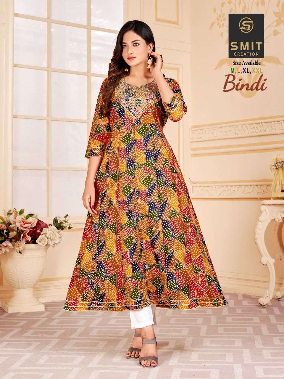 BINDI BY SMIT CREATION 1001 TO 1004 SERIES BEAUTIFUL STYLISH FANCY COLORFUL CASUAL WEAR & ETHNIC WEAR PURE COTTON GOWNS AT WHOLESALE PRICE