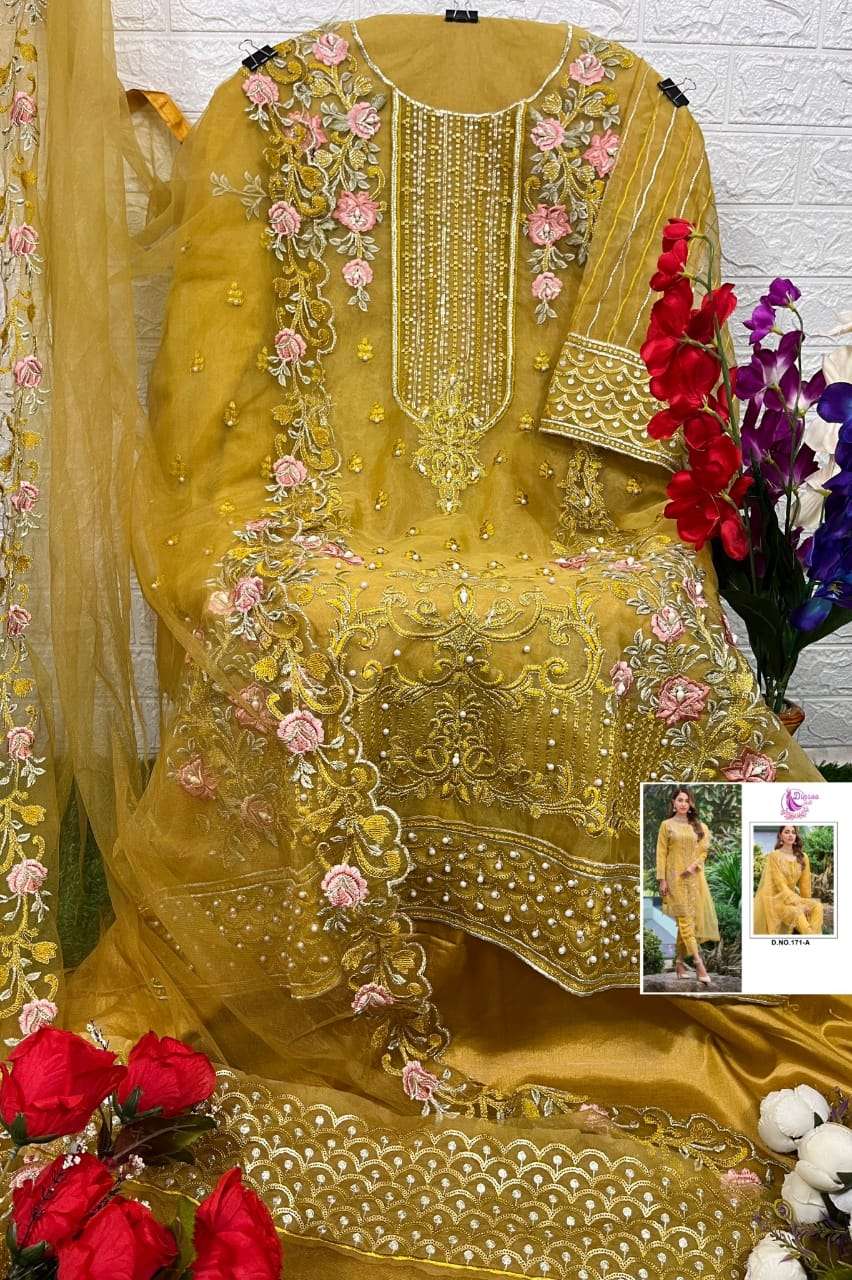 DINSAA HIT DESIGN 171 COLOURS BY DINSAA SUITS 171-A TO 171-C SERIES  DESIGNER FESTIVE
