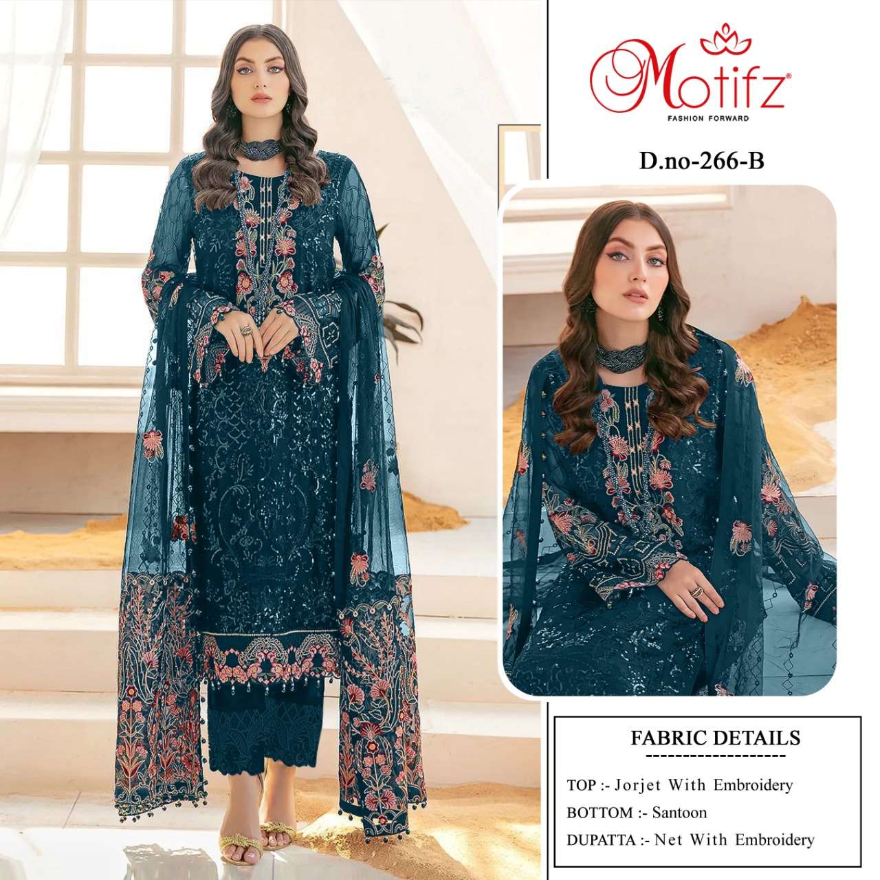 MOTIFZ HIT DESIGN 266 COLOURS BY MOTIFZ 266-A TO 266-D SERIES PAKISTANI SUITS BEAUTIFUL FANCY COLORFUL STYLISH PARTY WEAR & OCCASIONAL WEAR GEORGETTE WITH EMBROIDERY DRESSES AT WHOLESALE PRICE