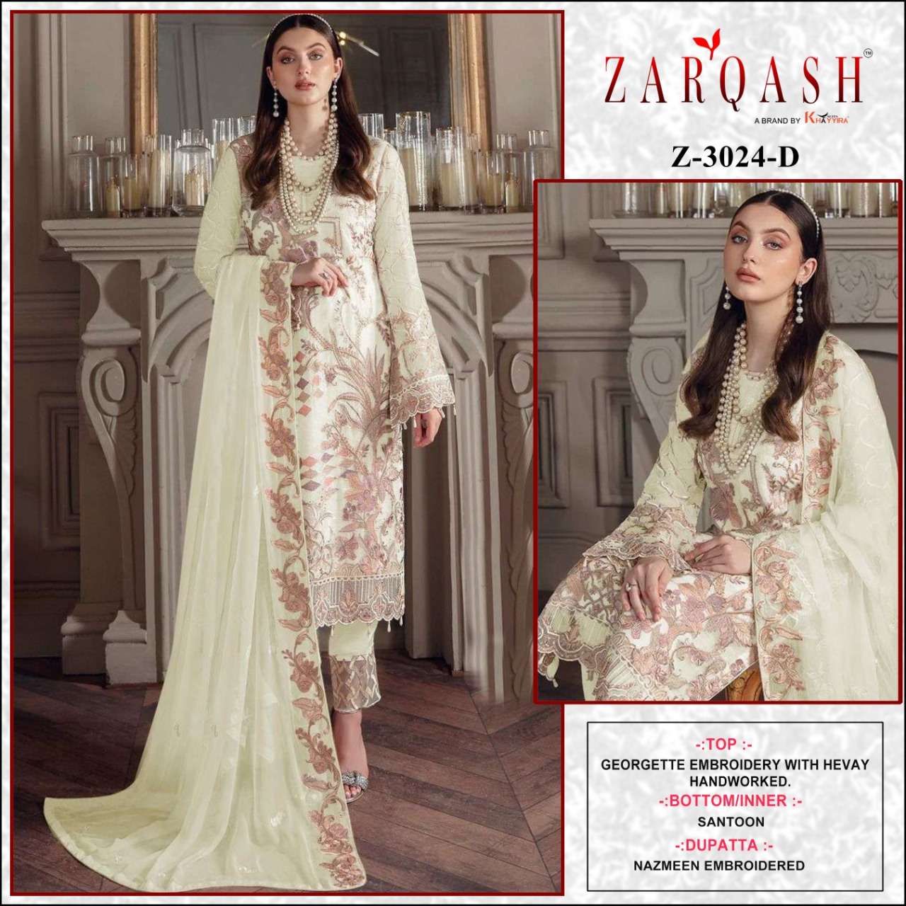 Zarqash Hit Design 3024 Colours By Zarqash 3024-A To 3024-D Series Beautiful Pakistani Suits Colorful Stylish Fancy Casual Wear & Ethnic Wear Heavy Georgette Dresses At Wholesale Price