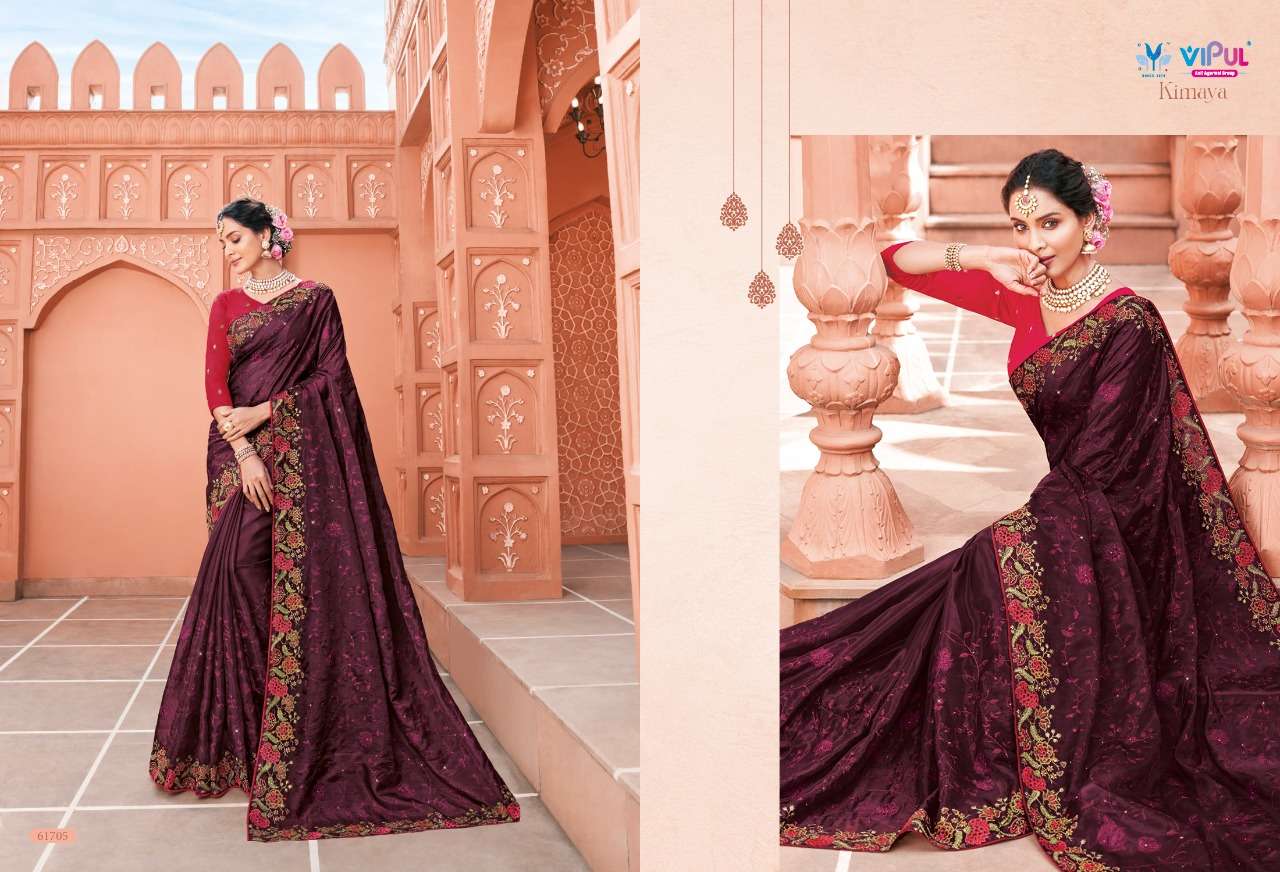 KIMAYA BY VIPUL FASHION 61704 TO 61712 SERIES INDIAN TRADITIONAL WEAR COLLECTION BEAUTIFUL STYLISH FANCY COLORFUL PARTY WEAR & OCCASIONAL WEAR ORGANZA SAREES AT WHOLESALE PRICE