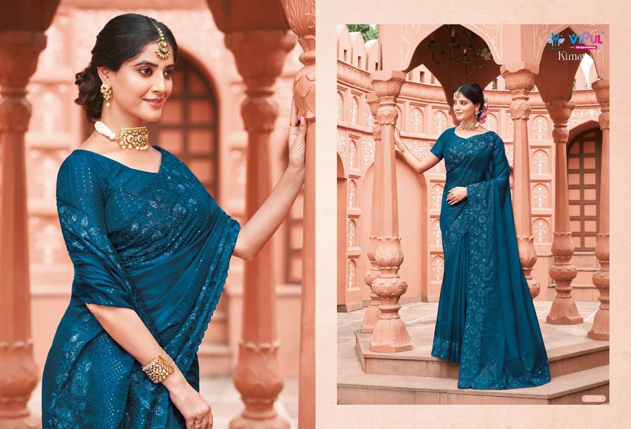 KIMAYA BY VIPUL FASHION 61704 TO 61712 SERIES INDIAN TRADITIONAL WEAR COLLECTION BEAUTIFUL STYLISH FANCY COLORFUL PARTY WEAR & OCCASIONAL WEAR ORGANZA SAREES AT WHOLESALE PRICE
